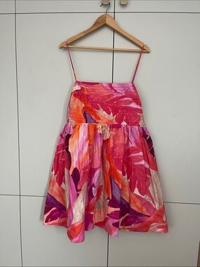 H&M Pink Multicolor Abstract Print Mini Sundress - XL